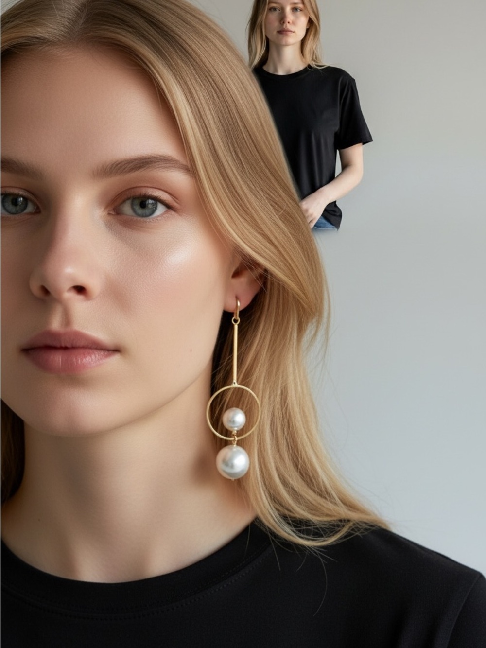 10/21 Elegant Gold Pearl Drop Earrings - Contemporary Women Jewelry
